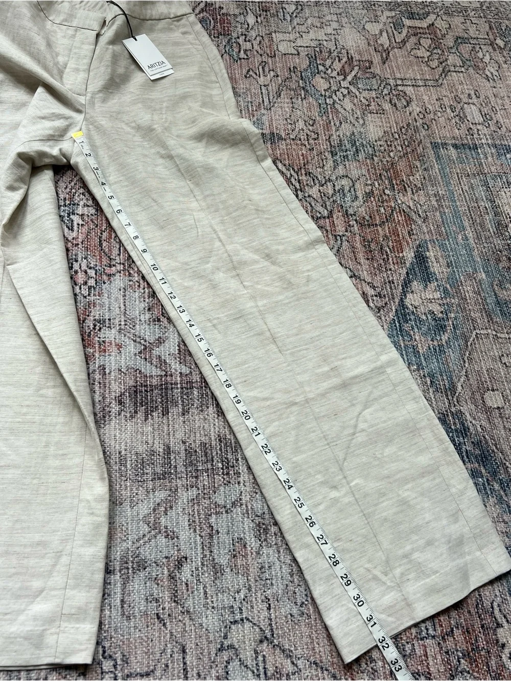 Aritzia The Limitless Pant Linen NWT Natural Ecru Wide Leg Size 6